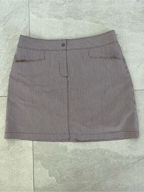 Black and White Gingham Mini Skort with Clean Waistband